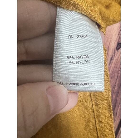 John Mark Yellow Tunic Top Blouse M 3/4 Sleeve Lagenlook Buttons - Picture 5 of 10